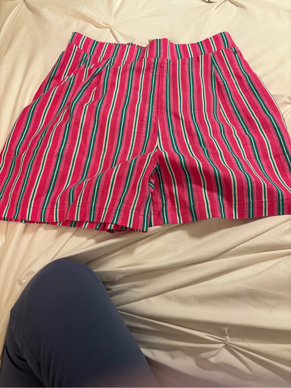 Copper Key Pink Striped Bermuda Shorts with Green Accents